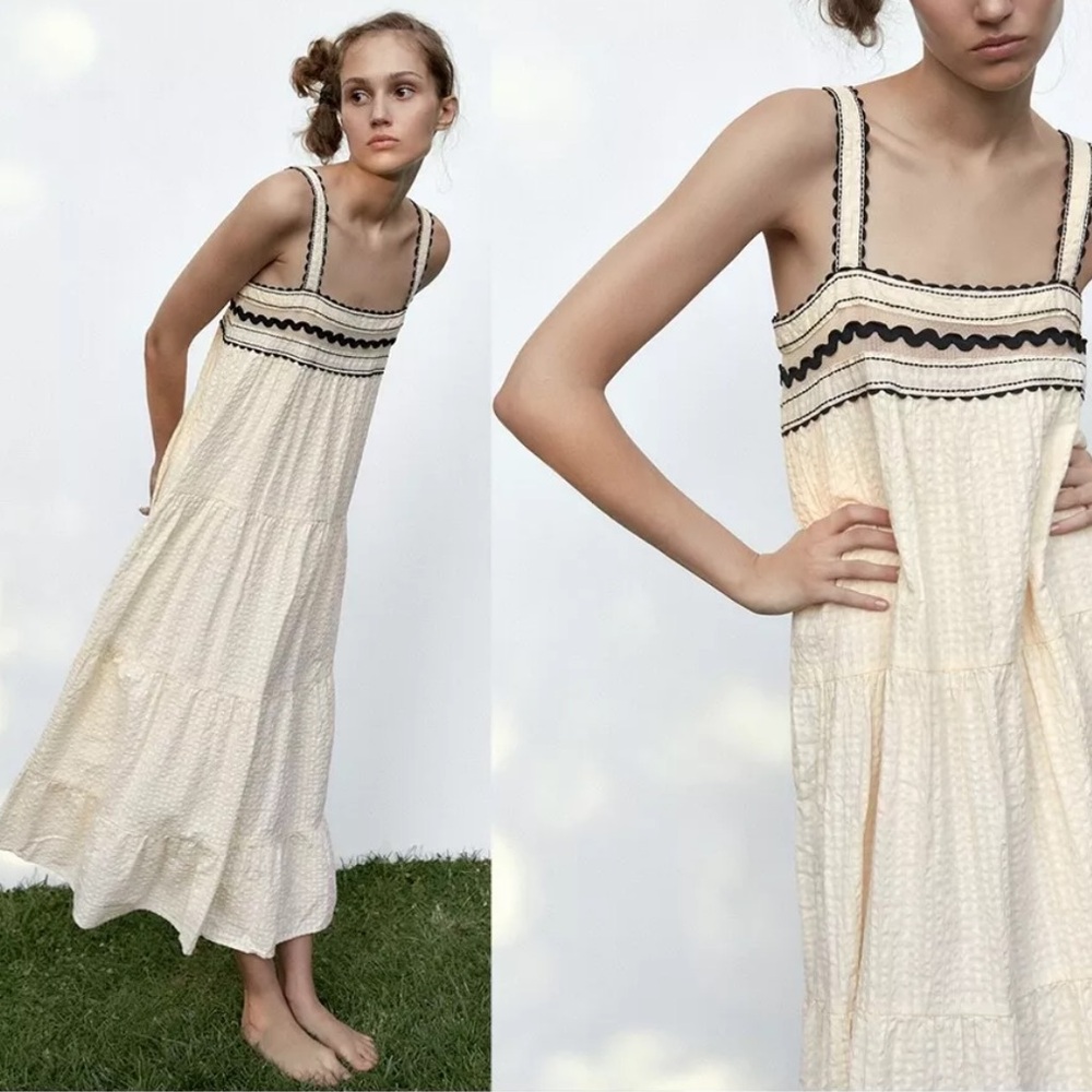 NWOT Zara Lace Cream Boho Dress size small